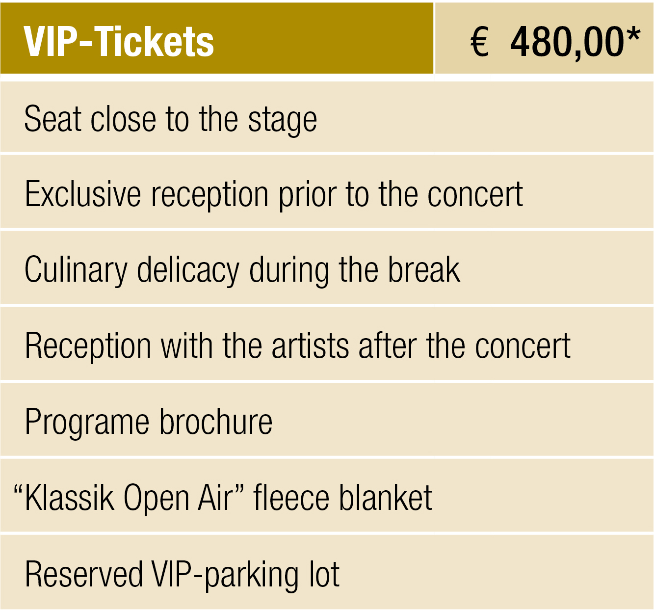 VIP Tickets Gold